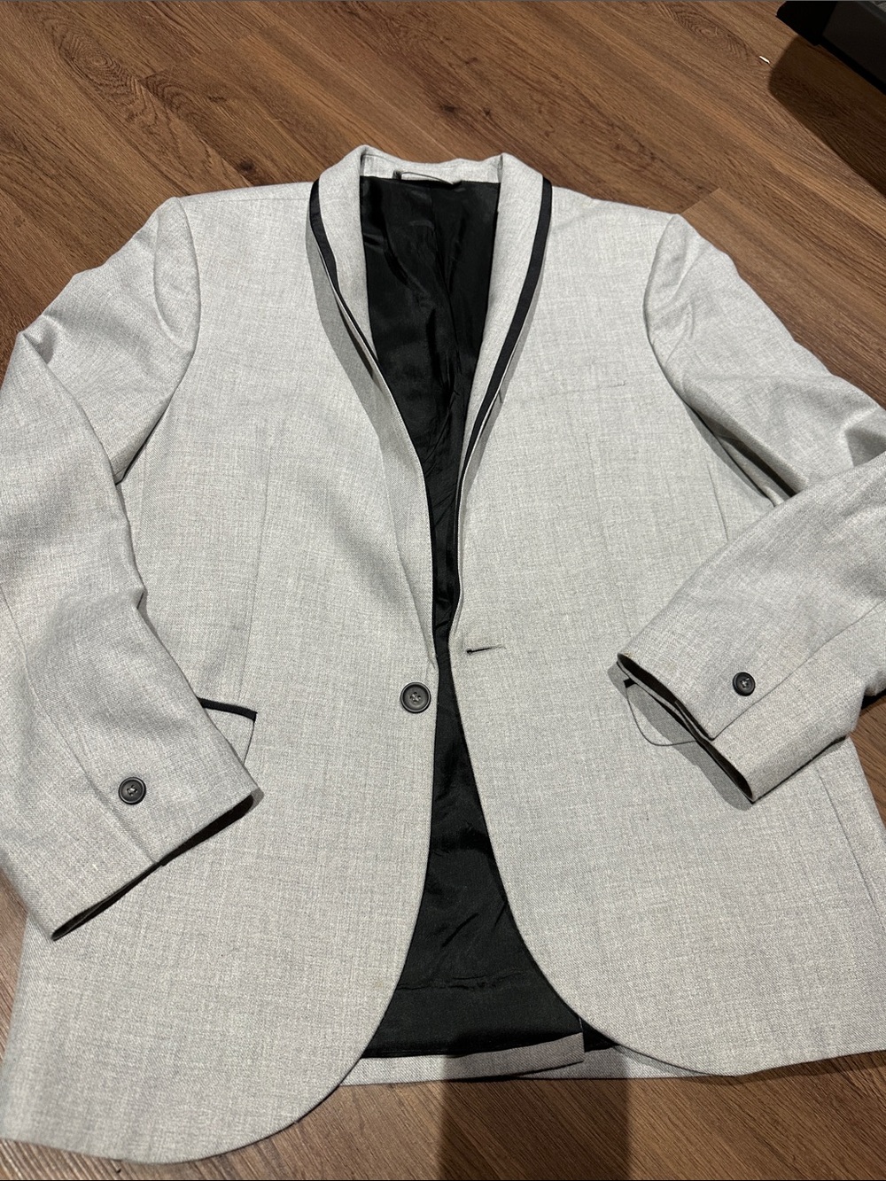 Topman Light Gray Blazer with Black Trim